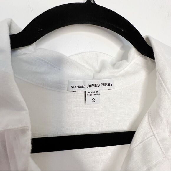 JAMES PERSE 100% Linen Mini Shirtdress White Size 2 Medium - Picture 6 of 10